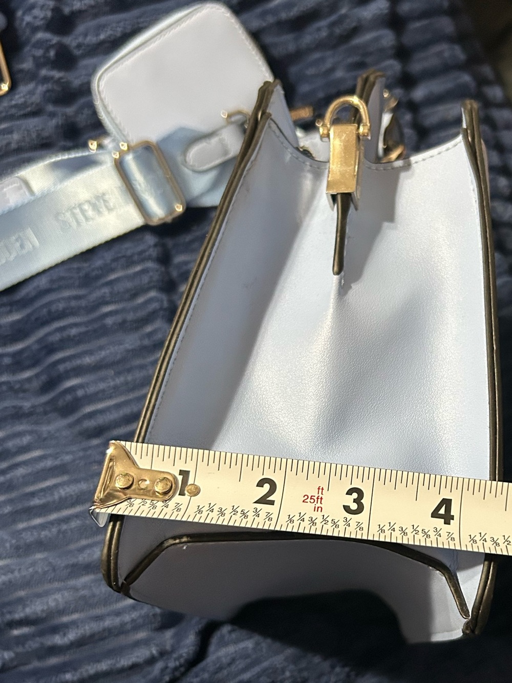Steve Madden Bevelyn Light Blue Crossbody Bag with Removable Strap - Picture 7 of 14
